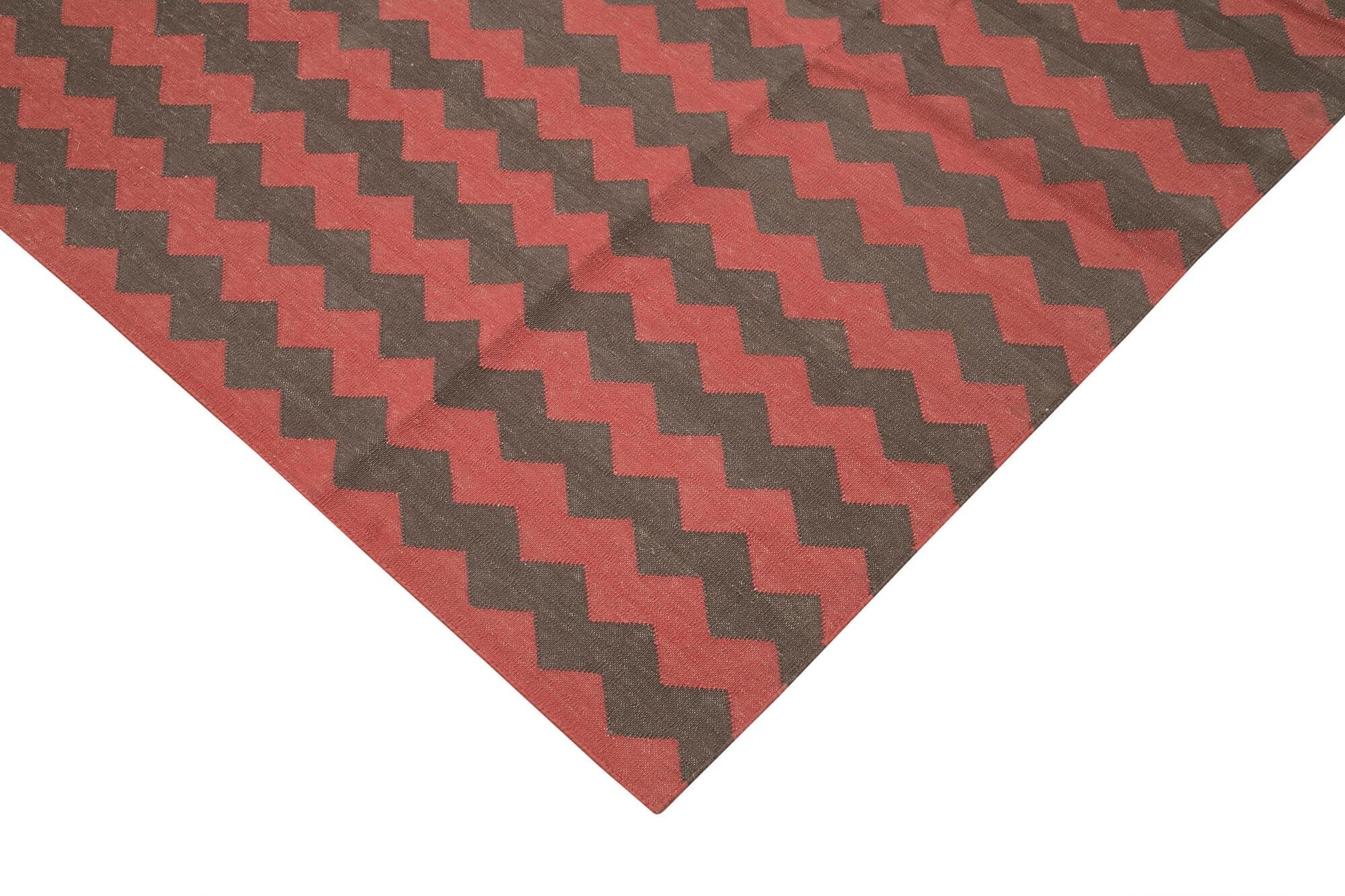 Geometric Duri Kahverengi Geometrik Pamuk Yün El Dokuma Halısı 306x418 Agacan