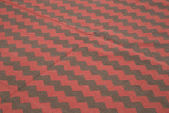 Geometric Duri Kahverengi Geometrik Pamuk Yün El Dokuma Halısı 306x418 Agacan