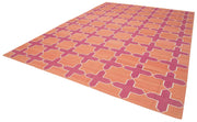 Geometric Duri Turuncu Geometrik Pamuk Yün El Dokuma Halısı 314x430 Agacan