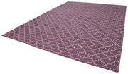 Geometric Duri Mor Geometrik Pamuk Yün El Dokuma Halısı 310x418 Agacan