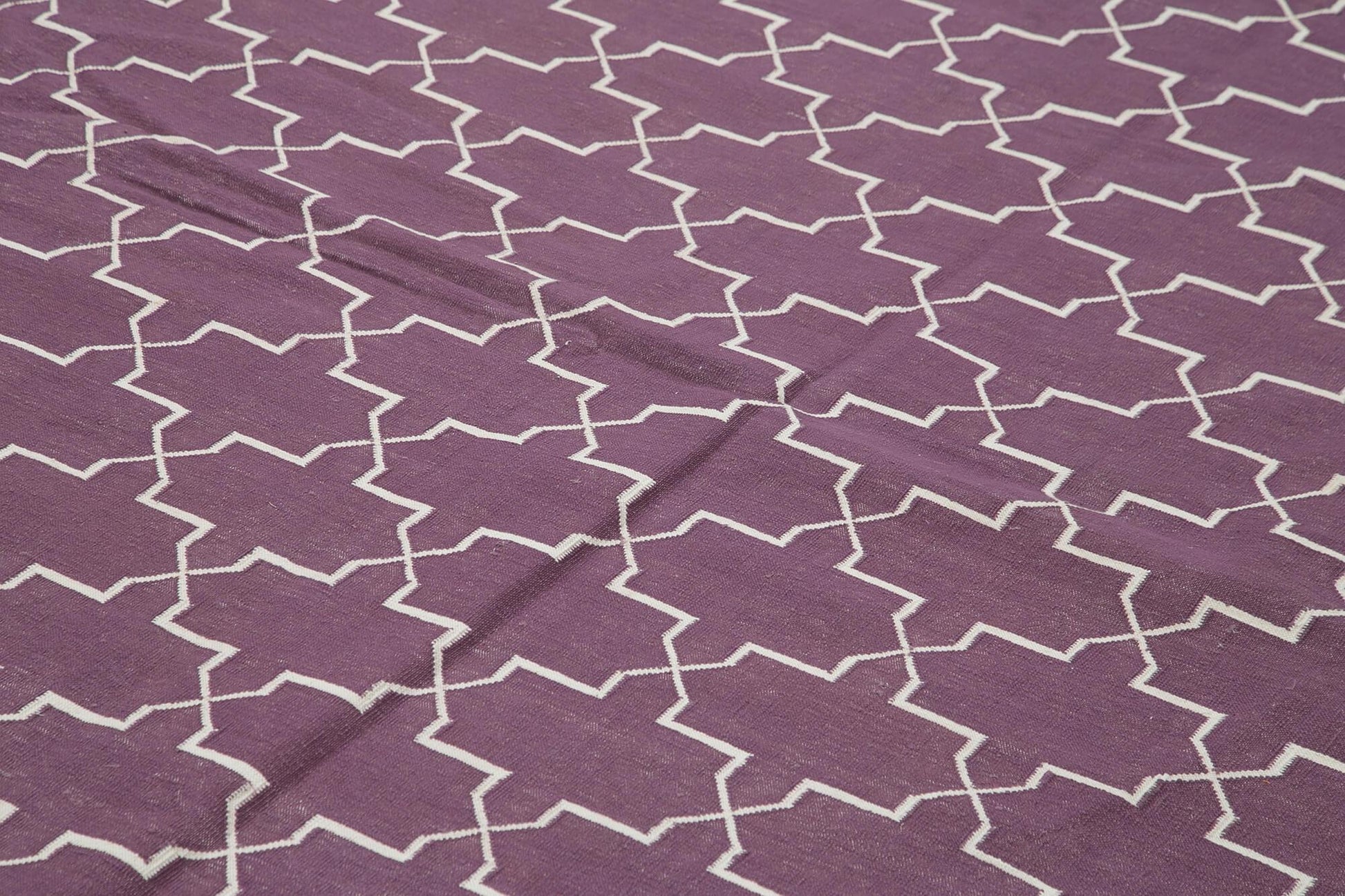 Geometric Duri Mor Geometrik Pamuk Yün El Dokuma Halısı 310x418 Agacan