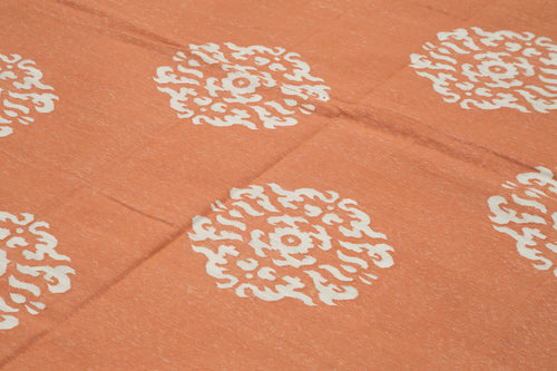 Geometric Duri Turuncu Geometrik Pamuk Yün El Dokuma Halısı 305x422 Agacan