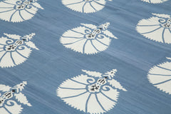 Geometric Duri Mavi Geometrik Pamuk Yün El Dokuma Halısı 309x430 Agacan