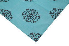 Geometric Duri Turkuaz Geometrik Pamuk Yün El Dokuma Halısı 312x413 Agacan