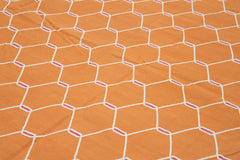 Geometric Duri Turuncu Geometrik Pamuk Yün El Dokuma Halısı 310x421 Agacan