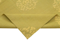 Geometric Duri Sarı Geometrik Pamuk Yün El Dokuma Halısı 220x404 Agacan