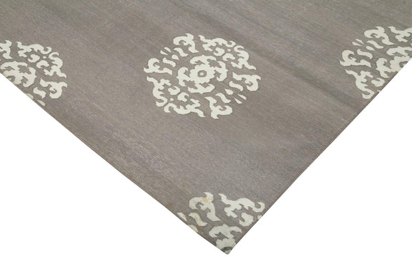 Geometric Duri Gri Geometrik Pamuk Yün El Dokuma Halısı 244x290 Agacan