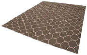 Geometric Duri Kahverengi Geometrik Pamuk Yün El Dokuma Halısı 247x298 Agacan