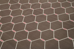 Geometric Duri Kahverengi Geometrik Pamuk Yün El Dokuma Halısı 247x298 Agacan