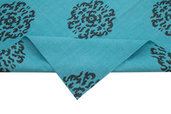 Geometric Duri Turkuaz Geometrik Pamuk Yün El Dokuma Halısı 244x300 Agacan