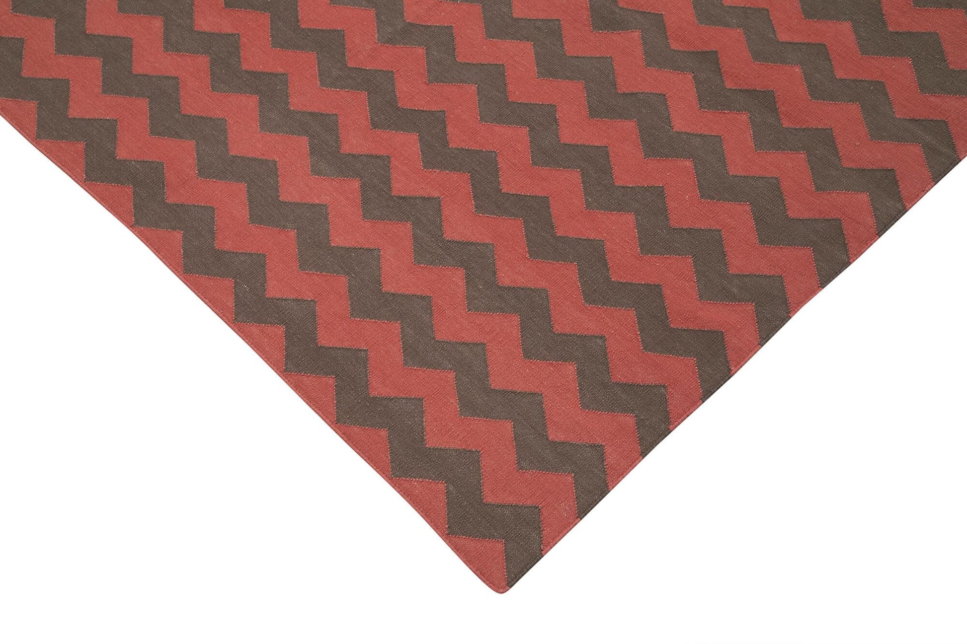 Geometric Duri Kahverengi Geometrik Pamuk Yün El Dokuma Halısı 244x300 Agacan