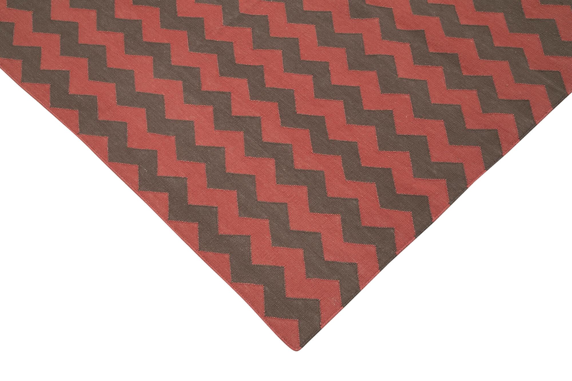 Geometric Duri Kahverengi Geometrik Pamuk Yün El Dokuma Halısı 244x300 Agacan
