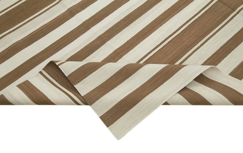 Geometric Duri Kahverengi Geometrik Pamuk Yün El Dokuma Halısı 240x307 Agacan