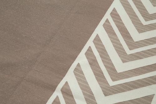 Geometric Duri Kahverengi Geometrik Pamuk Yün El Dokuma Halısı 246x300 Agacan