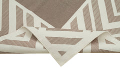 Geometric Duri Kahverengi Geometrik Pamuk Yün El Dokuma Halısı 246x300 Agacan