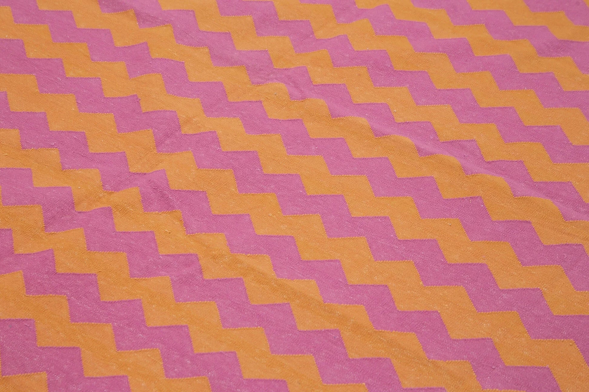 Geometric Duri Turuncu Geometrik Pamuk Yün El Dokuma Halısı 240x300 Agacan