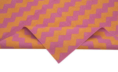 Geometric Duri Turuncu Geometrik Pamuk Yün El Dokuma Halısı 240x300 Agacan