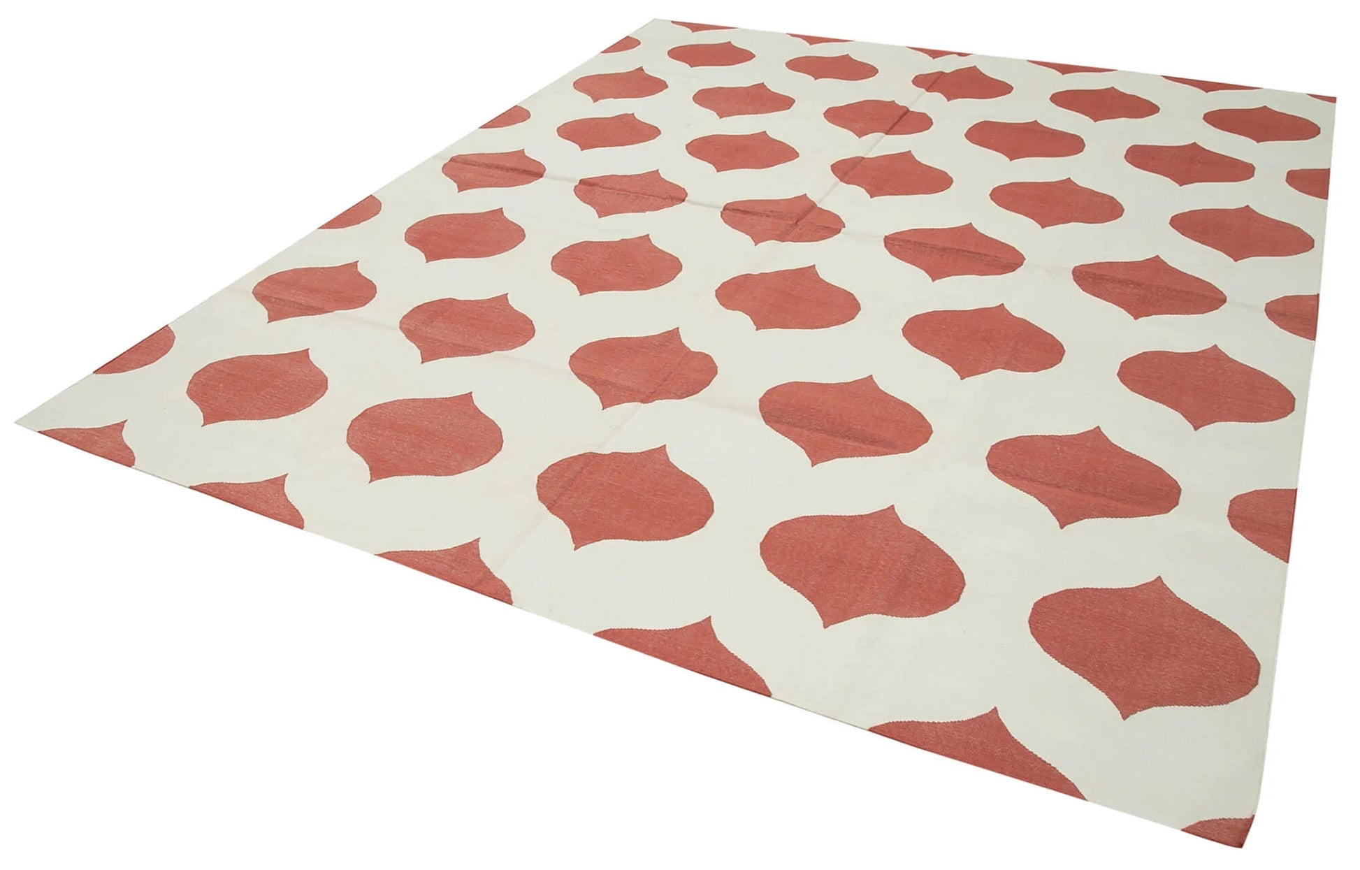 Geometric Duri Kırmızı Geometrik Pamuk Yün El Dokuma Halısı 246x298 Agacan