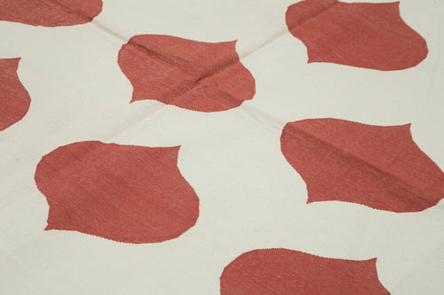 Geometric Duri Kırmızı Geometrik Pamuk Yün El Dokuma Halısı 246x298 Agacan