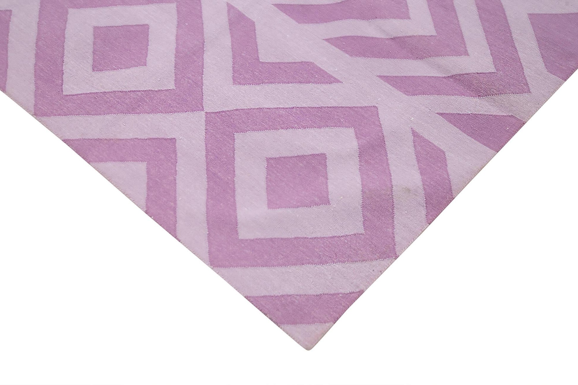 Geometric Duri Mor Geometrik Pamuk Yün El Dokuma Halısı 242x295 Agacan