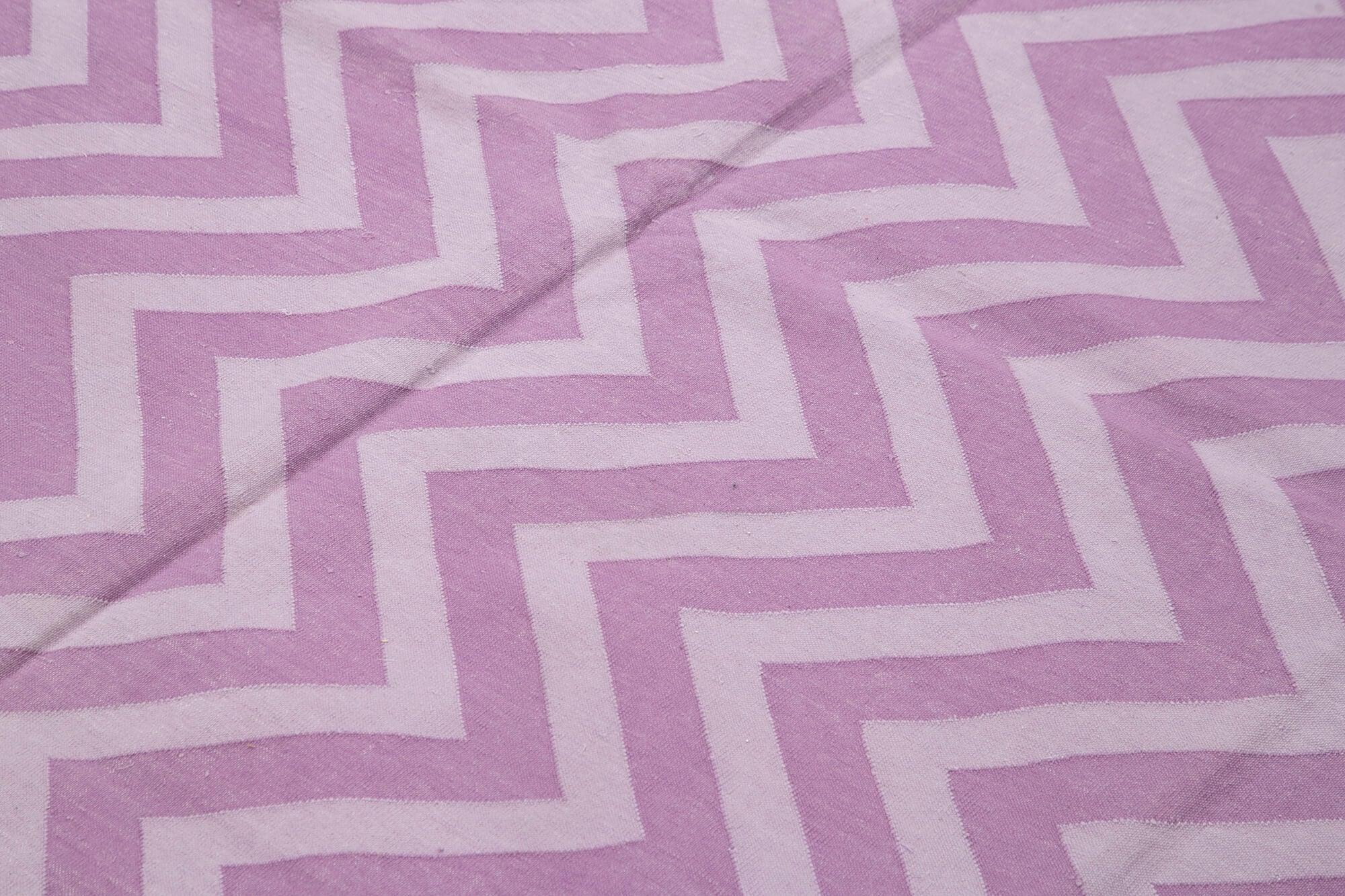Geometric Duri Mor Geometrik Pamuk Yün El Dokuma Halısı 242x295 Agacan