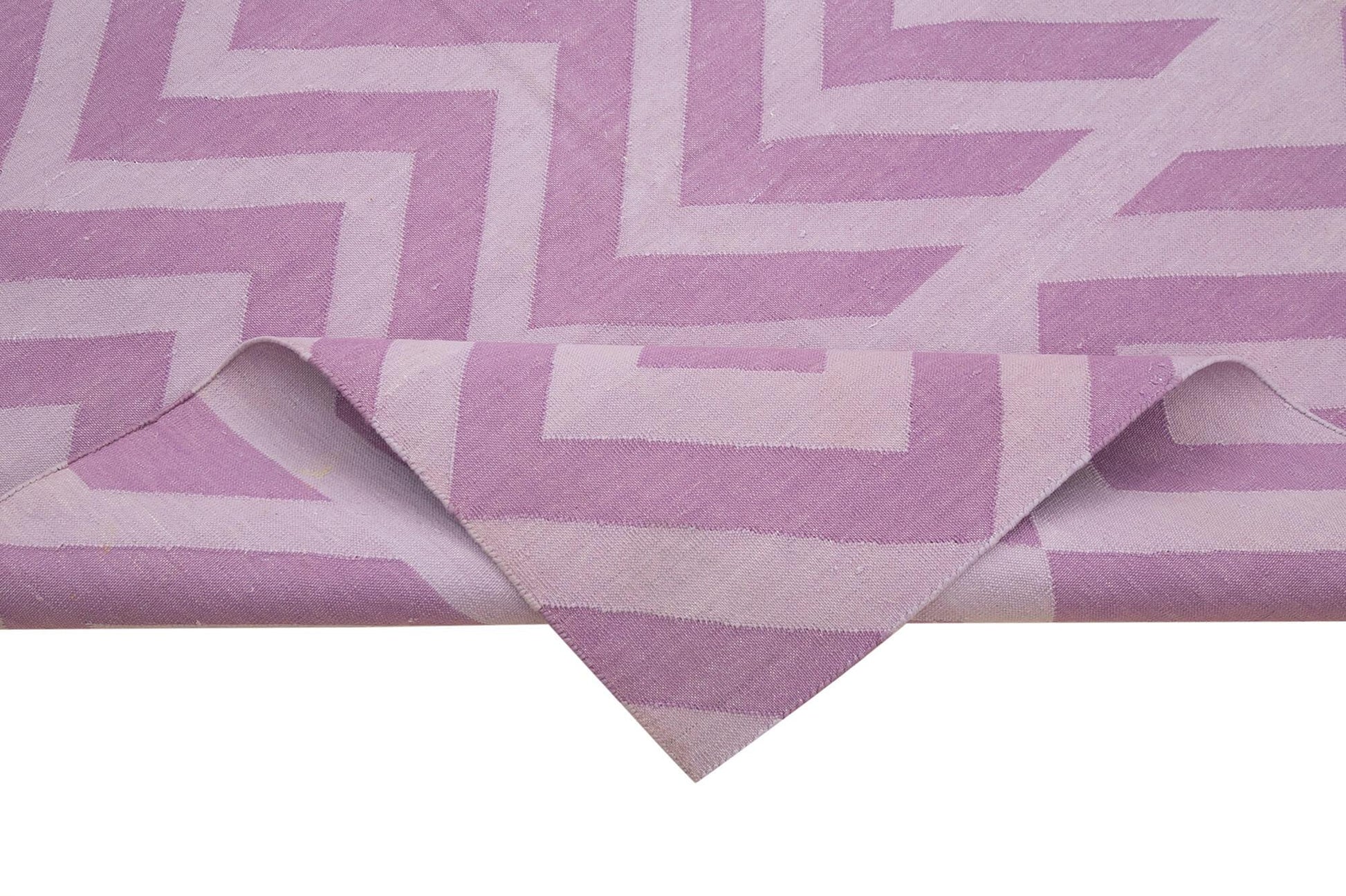 Geometric Duri Mor Geometrik Pamuk Yün El Dokuma Halısı 242x295 Agacan