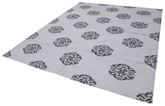 Geometric Duri Mor Geometrik Pamuk Yün El Dokuma Halısı 238x300 Agacan