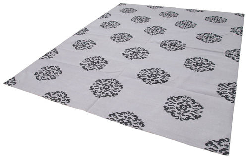 Geometric Duri Mor Geometrik Pamuk Yün El Dokuma Halısı 238x300 Agacan