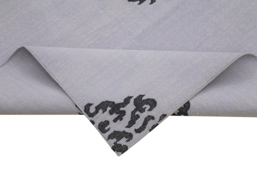 Geometric Duri Mor Geometrik Pamuk Yün El Dokuma Halısı 238x300 Agacan