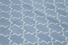 Geometric Duri Mavi Geometrik Pamuk Yün El Dokuma Halısı 250x306 Agacan