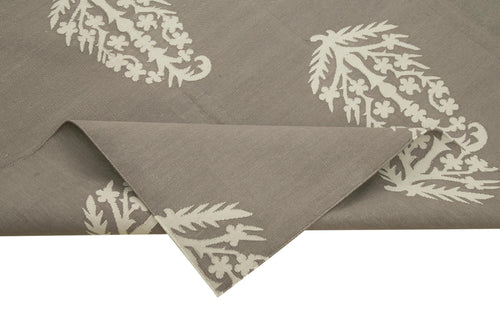 Geometric Duri Kahverengi Geometrik Pamuk Yün El Dokuma Halısı 247x305 Agacan