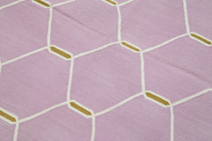 Geometric Duri Mor Geometrik Pamuk Yün El Dokuma Halısı 172x108 Agacan