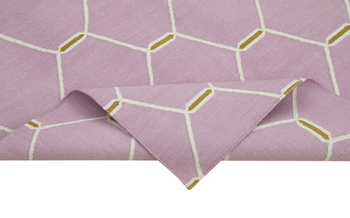 Geometric Duri Mor Geometrik Pamuk Yün El Dokuma Halısı 172x108 Agacan
