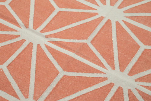 Geometric Duri Turuncu Geometrik Pamuk Yün El Dokuma Halısı 110x166 Agacan