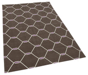 Geometric Duri Kahverengi Geometrik Pamuk Yün El Dokuma Halısı 108x170 Agacan