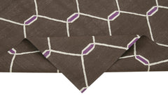 Geometric Duri Kahverengi Geometrik Pamuk Yün El Dokuma Halısı 108x170 Agacan