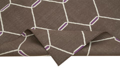 Geometric Duri Kahverengi Geometrik Pamuk Yün El Dokuma Halısı 112x167 Agacan