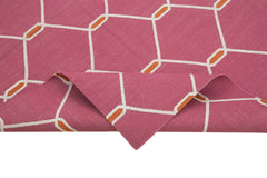 Geometric Duri Fuşya Geometrik Pamuk Yün El Dokuma Halısı 107x165 Agacan