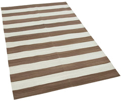 Geometric Duri Kahverengi Geometrik Pamuk Yün El Dokuma Halısı 108x170 Agacan