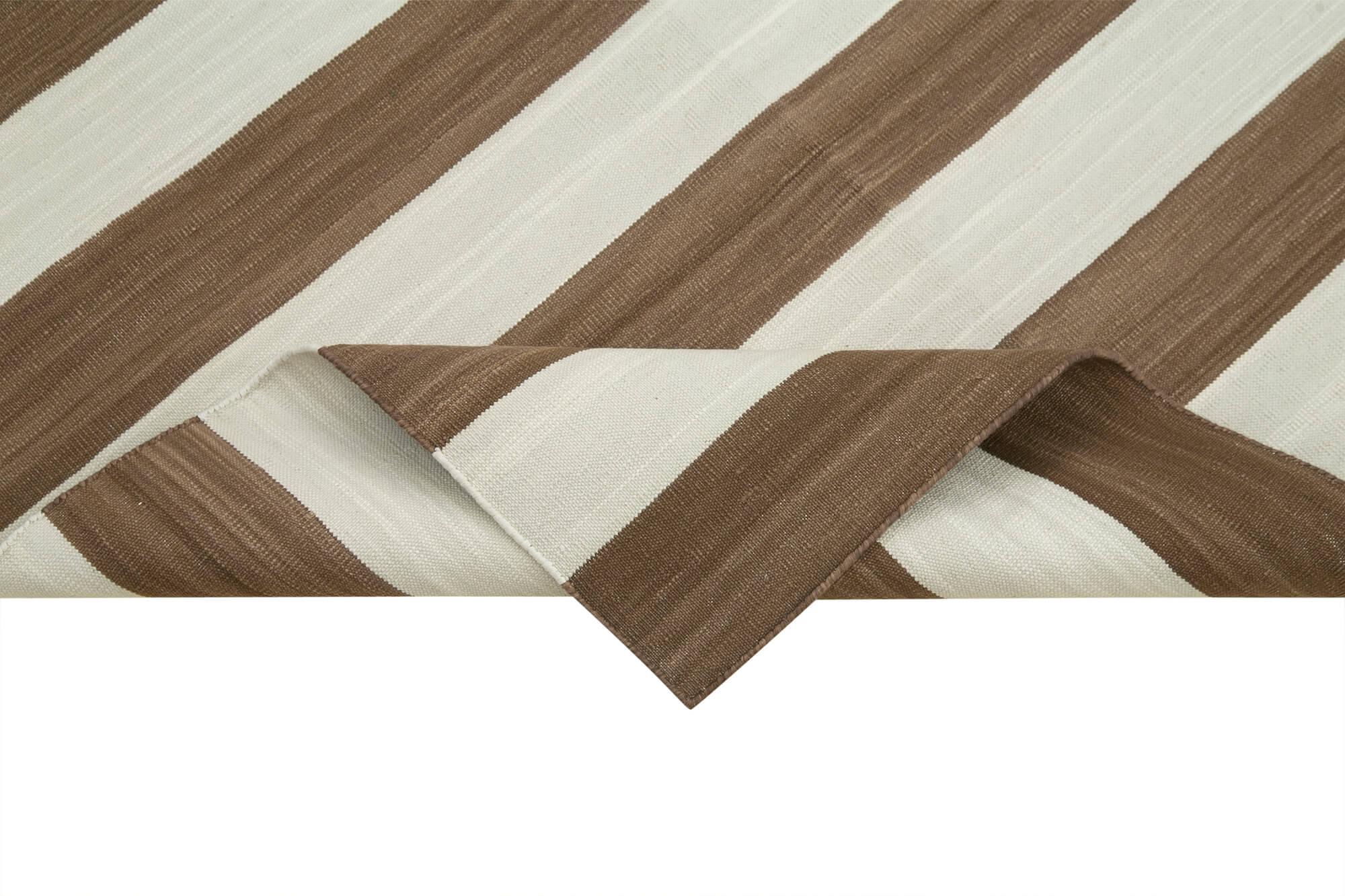 Geometric Duri Kahverengi Geometrik Pamuk Yün El Dokuma Halısı 108x170 Agacan