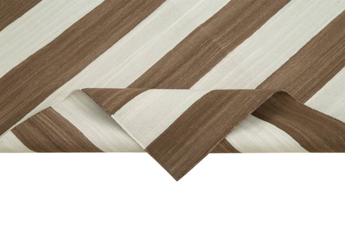 Geometric Duri Kahverengi Geometrik Pamuk Yün El Dokuma Halısı 108x170 Agacan