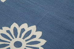 Geometric Duri Mavi Geometrik Pamuk Yün El Dokuma Halısı 110x166 Agacan