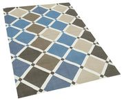 Geometric Duri Mavi Geometrik Pamuk Yün El Dokuma Halısı 106x161 Agacan