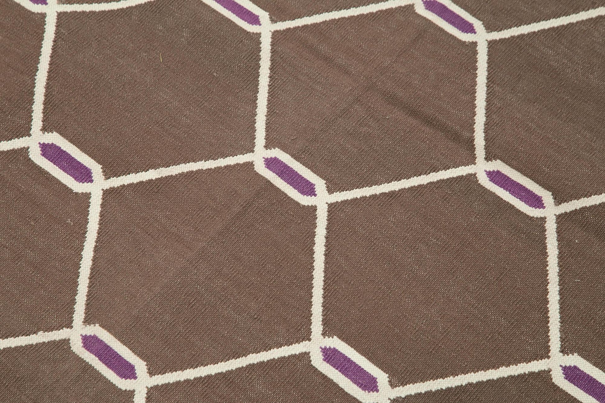 Geometric Duri Kahverengi Geometrik Pamuk Yün El Dokuma Halısı 103x166 Agacan