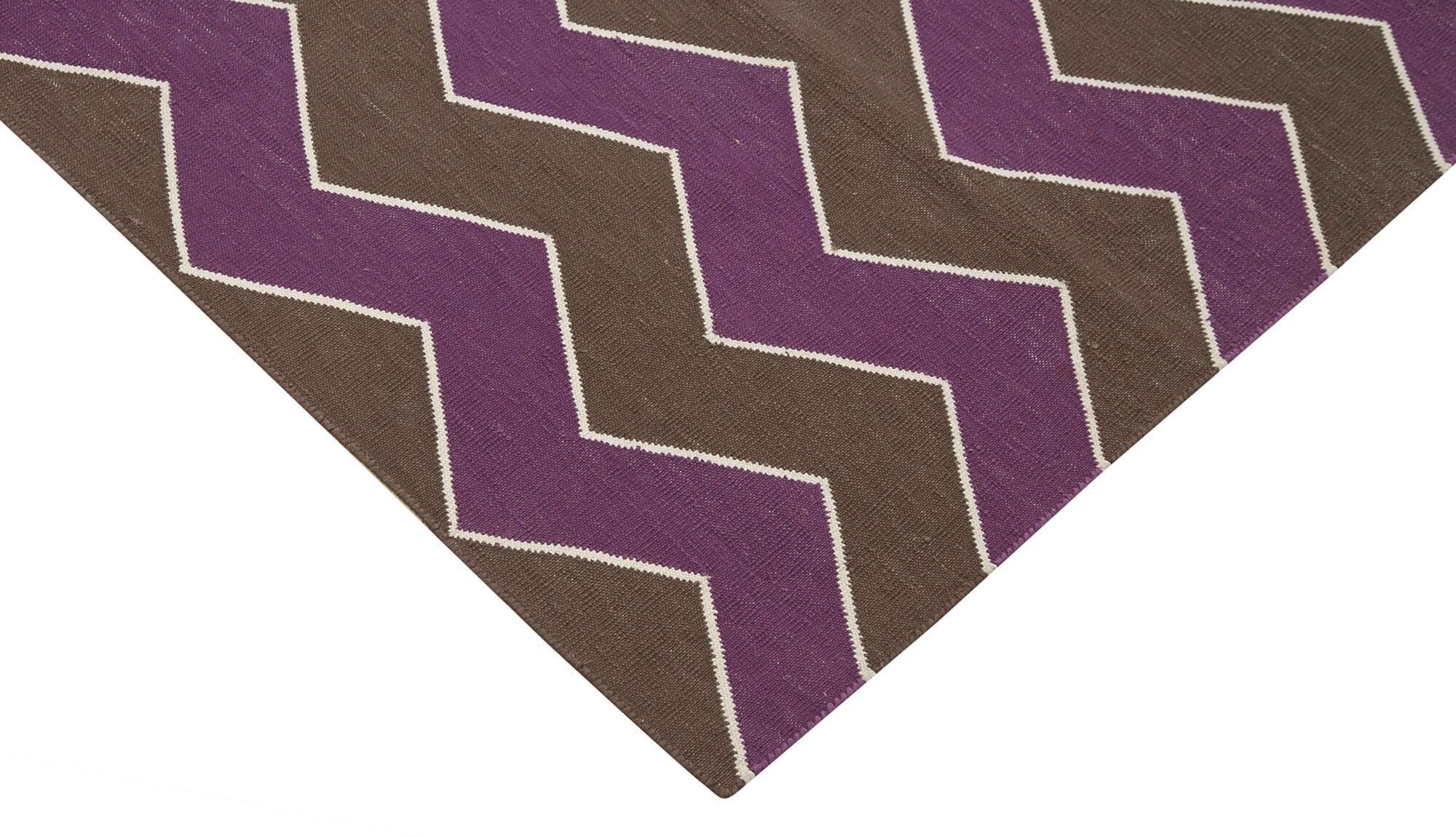 Geometric Duri Kahverengi Geometrik Pamuk Yün El Dokuma Halısı 110x166 Agacan