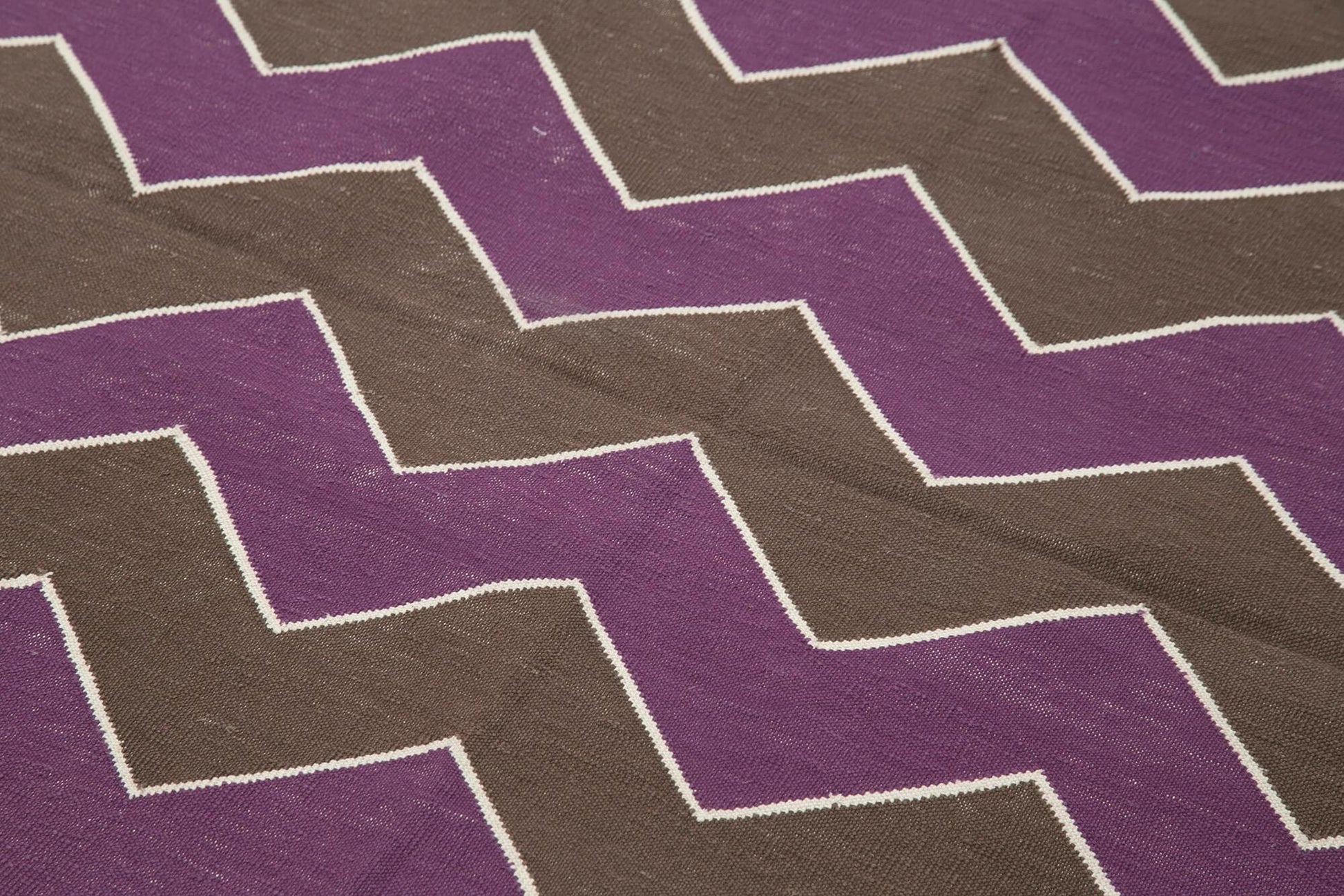 Geometric Duri Kahverengi Geometrik Pamuk Yün El Dokuma Halısı 110x166 Agacan