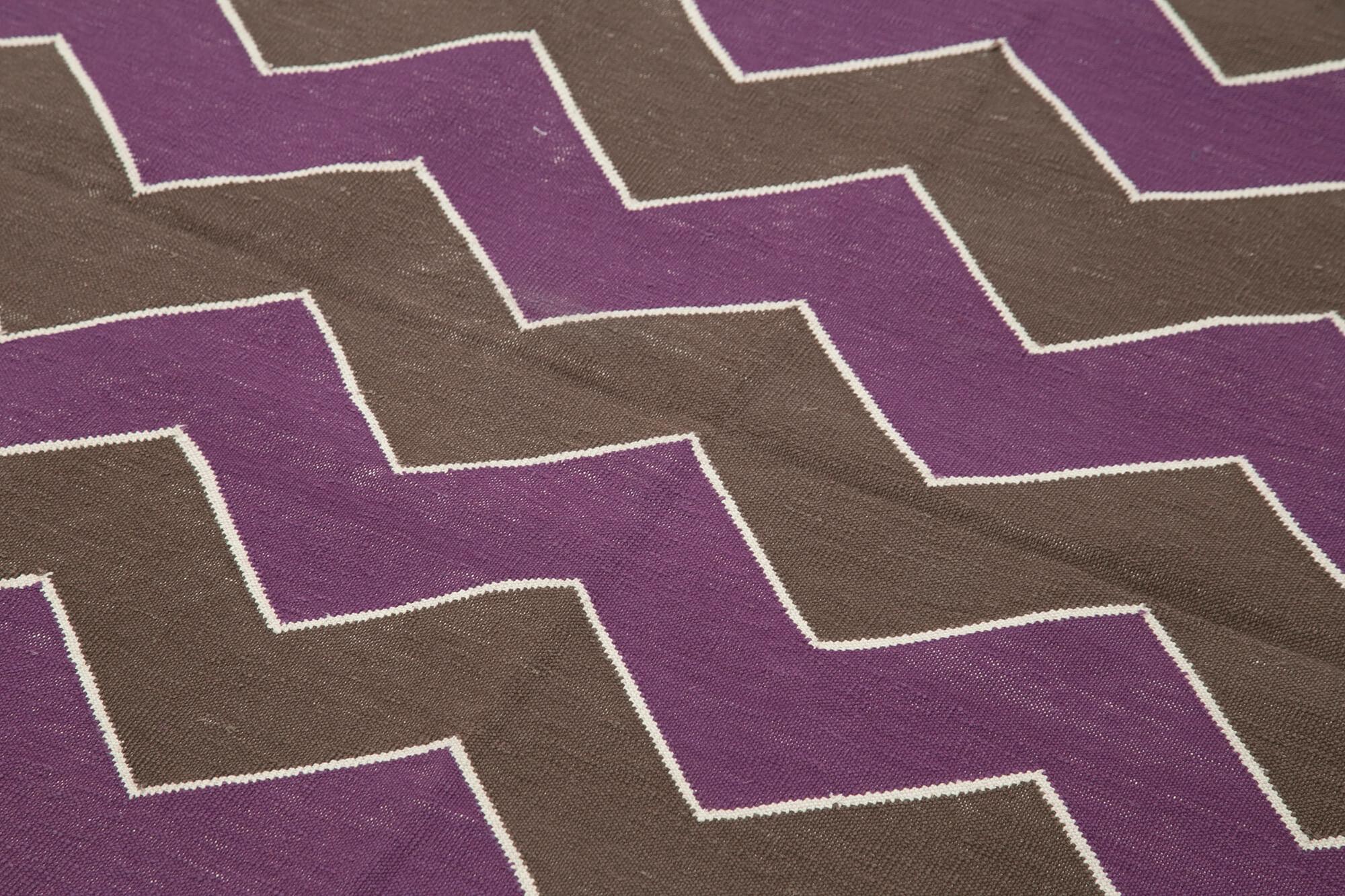 Geometric Duri Kahverengi Geometrik Pamuk Yün El Dokuma Halısı 110x166 Agacan