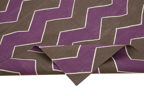 Geometric Duri Kahverengi Geometrik Pamuk Yün El Dokuma Halısı 110x166 Agacan