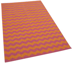 Geometric Duri Turuncu Geometrik Pamuk Yün El Dokuma Halısı 106x168 Agacan