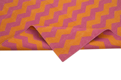 Geometric Duri Turuncu Geometrik Pamuk Yün El Dokuma Halısı 106x168 Agacan